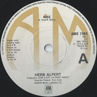 7inch Record HERB ALPERT - Rise AMS7465 A&M Records 1979 UK Jazz Used