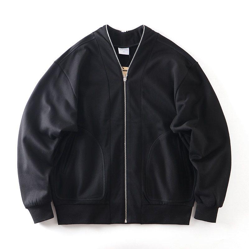 American Retro Heavy-Duty High-Weight Zip-Up Knit Jacket for Men, Autumn and Winter Baseball-Style Jacket, Export Men s Clothing Black M