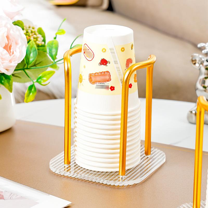 New Hollowed Out Hear Disposable Paper Cup Holder Water Cups Dispenser Stand Acrylic Cup Storage Display Rack Coffee Cup Holder