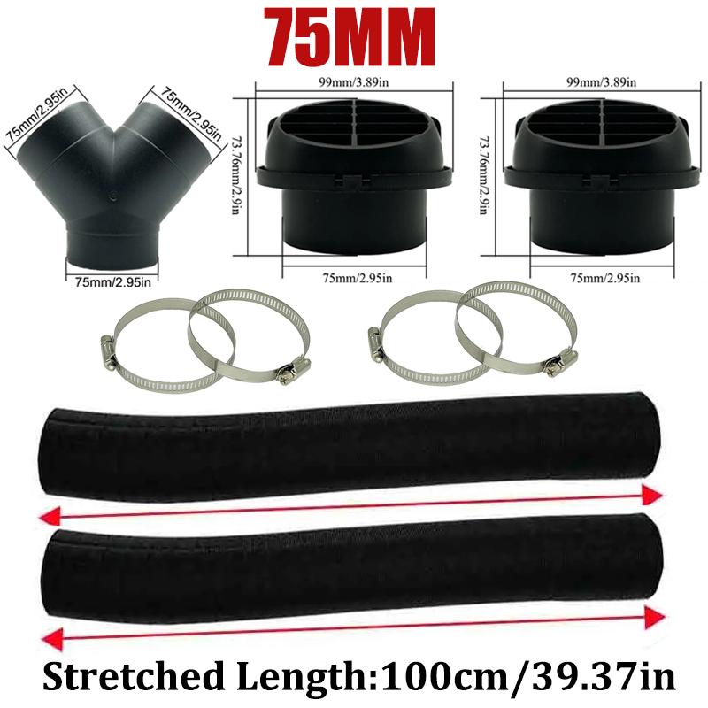 42mm 60mm 75mm 90mm Car Air Diesel Parking Heater 2x Air Outlet Vent + T/YPiece + Duct Pipe + 2x Clamps For Webasto Eberspacher