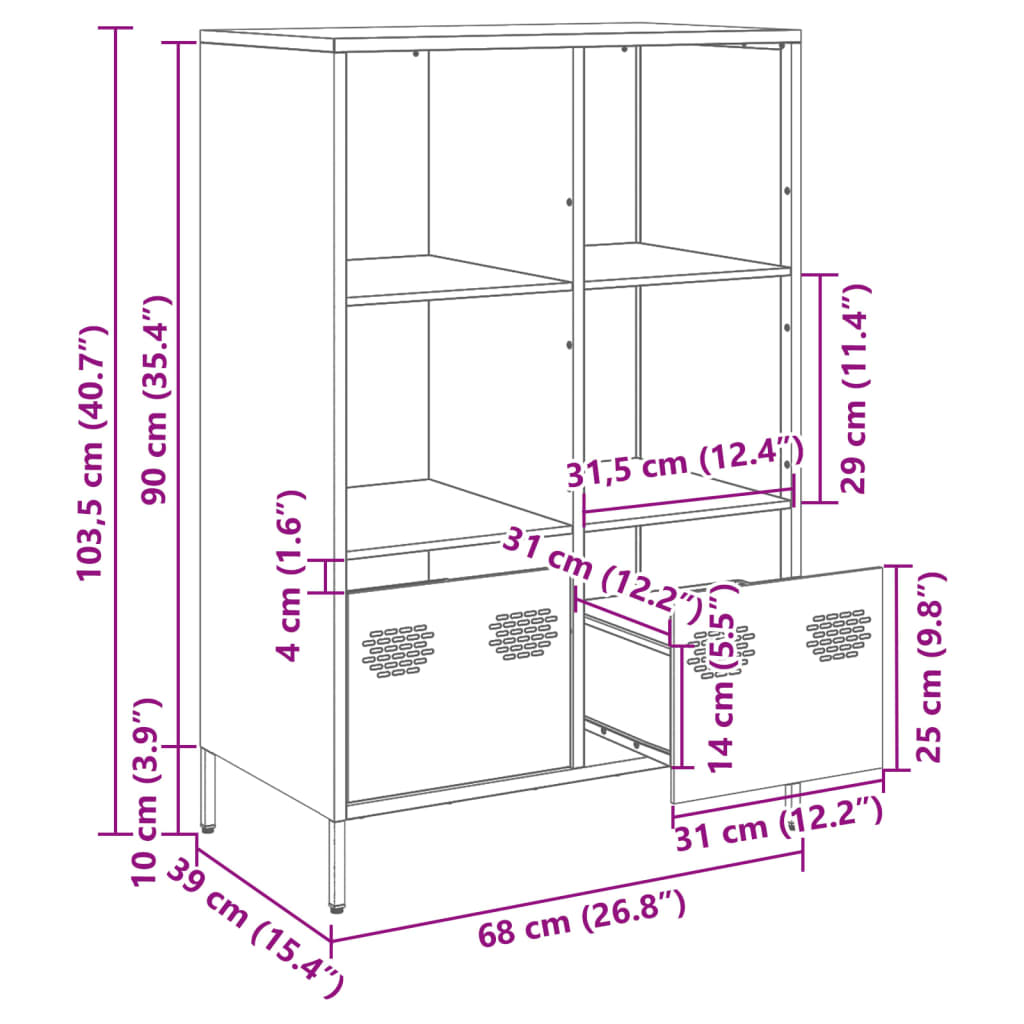 Highboard Anthracite 68x39x103.5 cm Steel