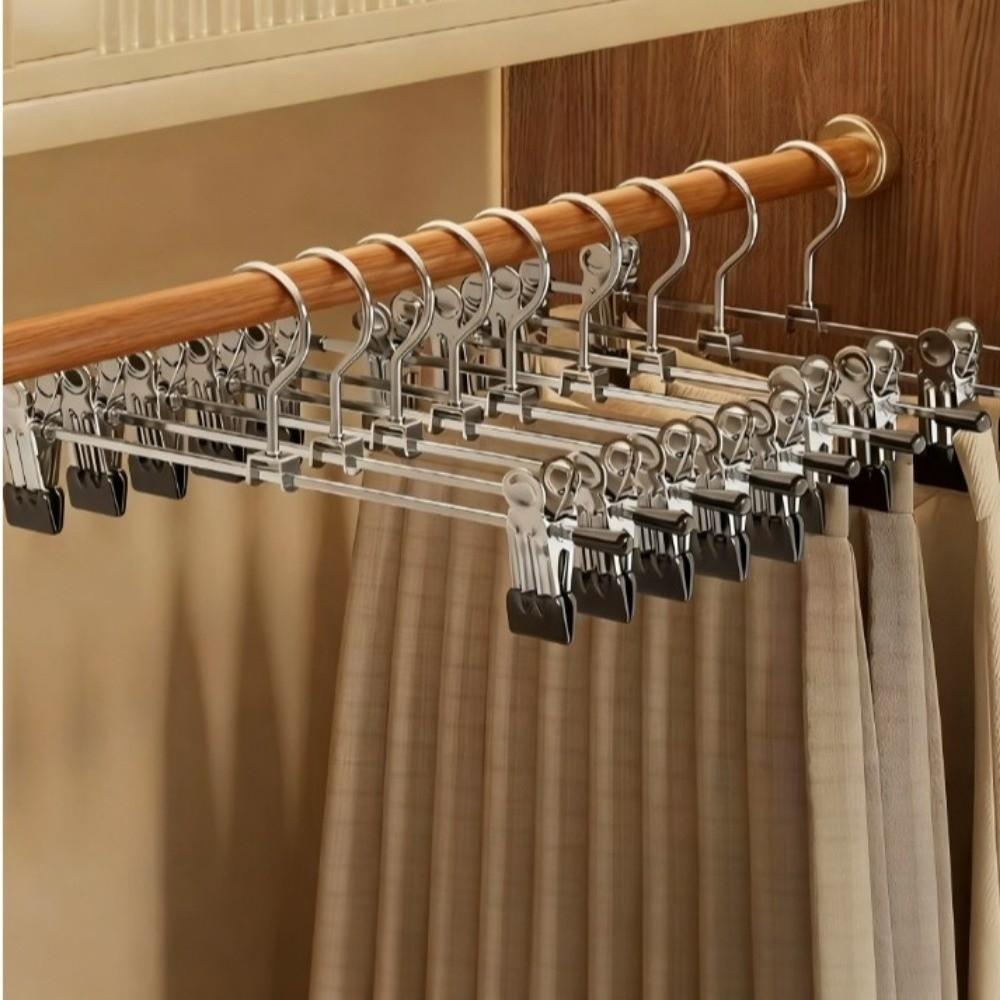 2pcs Stainless Steel Pants Hangers Space-Saving Bras Hangers Clothes Rack Wardrobe