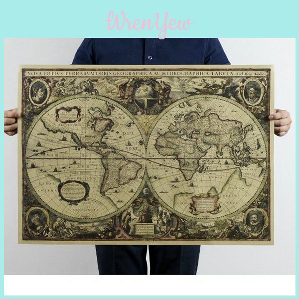 Globe Vintage Dedc Old World Map Matte Brown Paper Poster Home Wall Decor