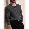 Mens Long Sleeve Crew Neck Fitted Casual Solid Henley T Shirt Top