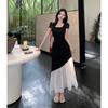 Plus Size Hepburn Style Color Block Patchwork Summer Dress