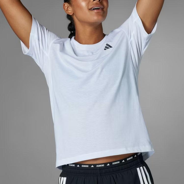 Adidas Three Stripes Color Block Round Neck Short Sleeve T-Shirt Women T-Shirts White IQ3876