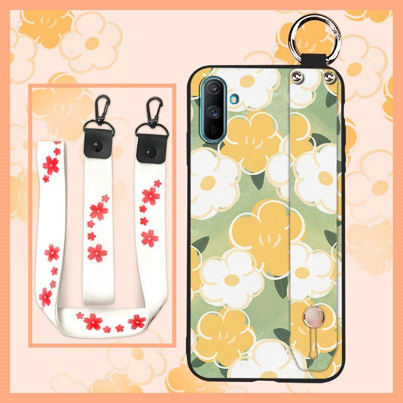 Durable Dirt-resistant Phone Case For OPPO Realme C3/C3i/Narz N10A Silicone Ring Anti-dust Wristband Anti-knock Flower