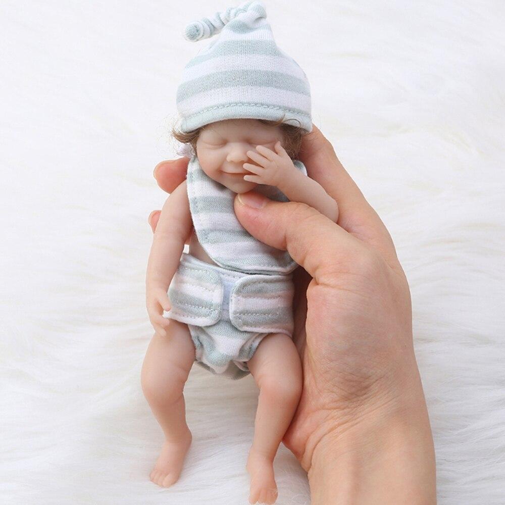 Boy Reborn Baby Dolls Silicone Smile Baby Doll Lifelike Mini Newborn Doll Anti-Stress Lifelike 3D Skin Tone Toy Gift