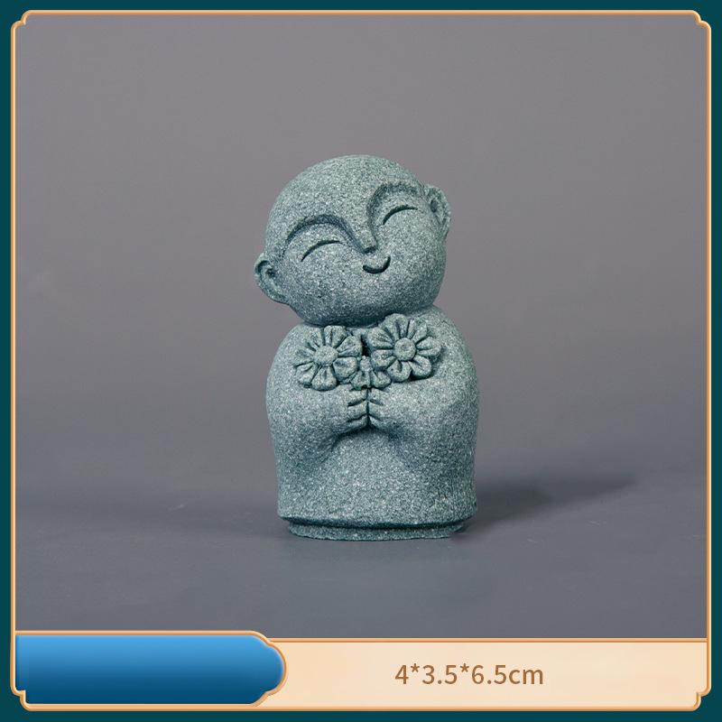 Cute Maitreya Blue Sandstone Ornaments Buddha Statues Garden Mini Ornament Japanese Home Decoration Crafts Figurines & Miniature