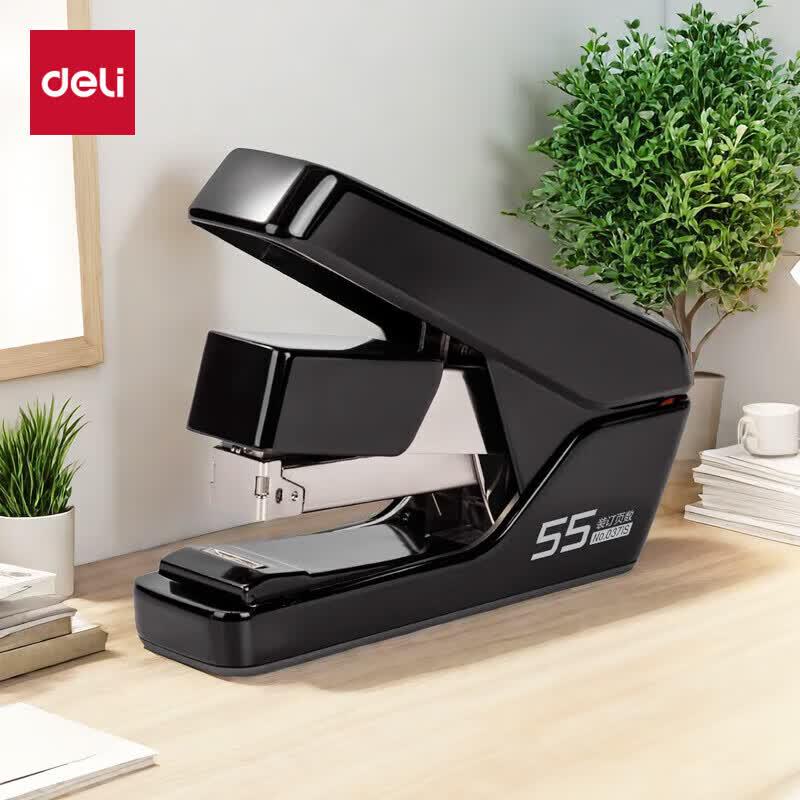 Deli 0371S 55-Sheet Effort-Saving Flat Staple Stapler