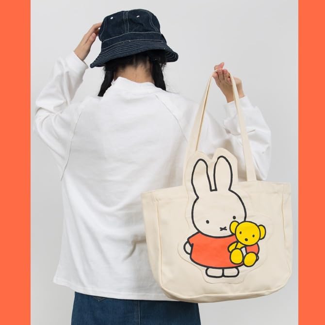 Miffy Boris Tote Large Canvas Tote Bag for with Shopping Commuter School Cute Eco Bag Miffy Bag, Capacity, Women, Mother's Bag, Closure, Bag, Bag,