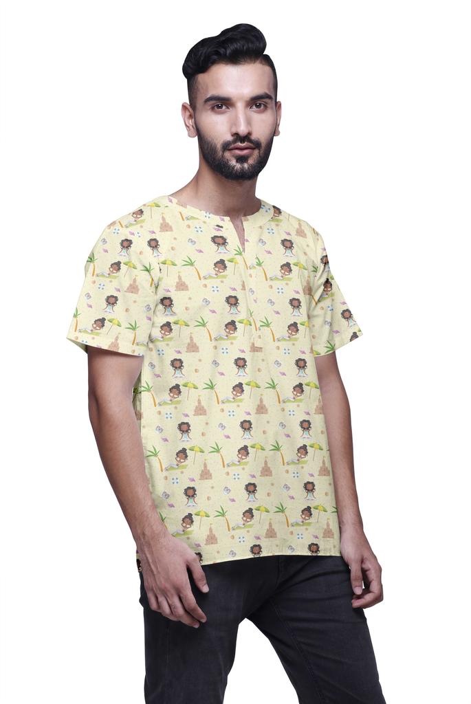 Atasi Tailored Fit Short Kurta Cotton Cambric Printed Keyhole Neck Casual