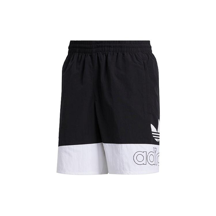 adidas originals Logo Alphabet Printing Splicing Loose Shorts Black White Men s FM1547 XXL