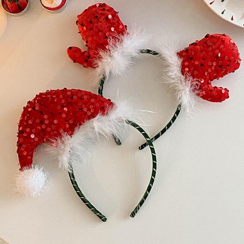 Christmas Sequins Headband Party Costume Hat Party Karaoke Punk Photo Props Cool Party Hat Hair Hoop Photo Props