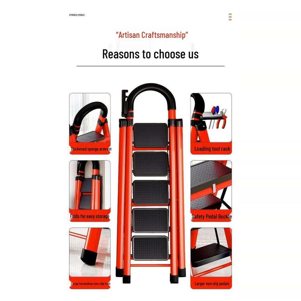 Portable Multifunctional Indoor A-Frame Ladder - 4/5 Step, Folding, Thickened, Telescopic, Mobile