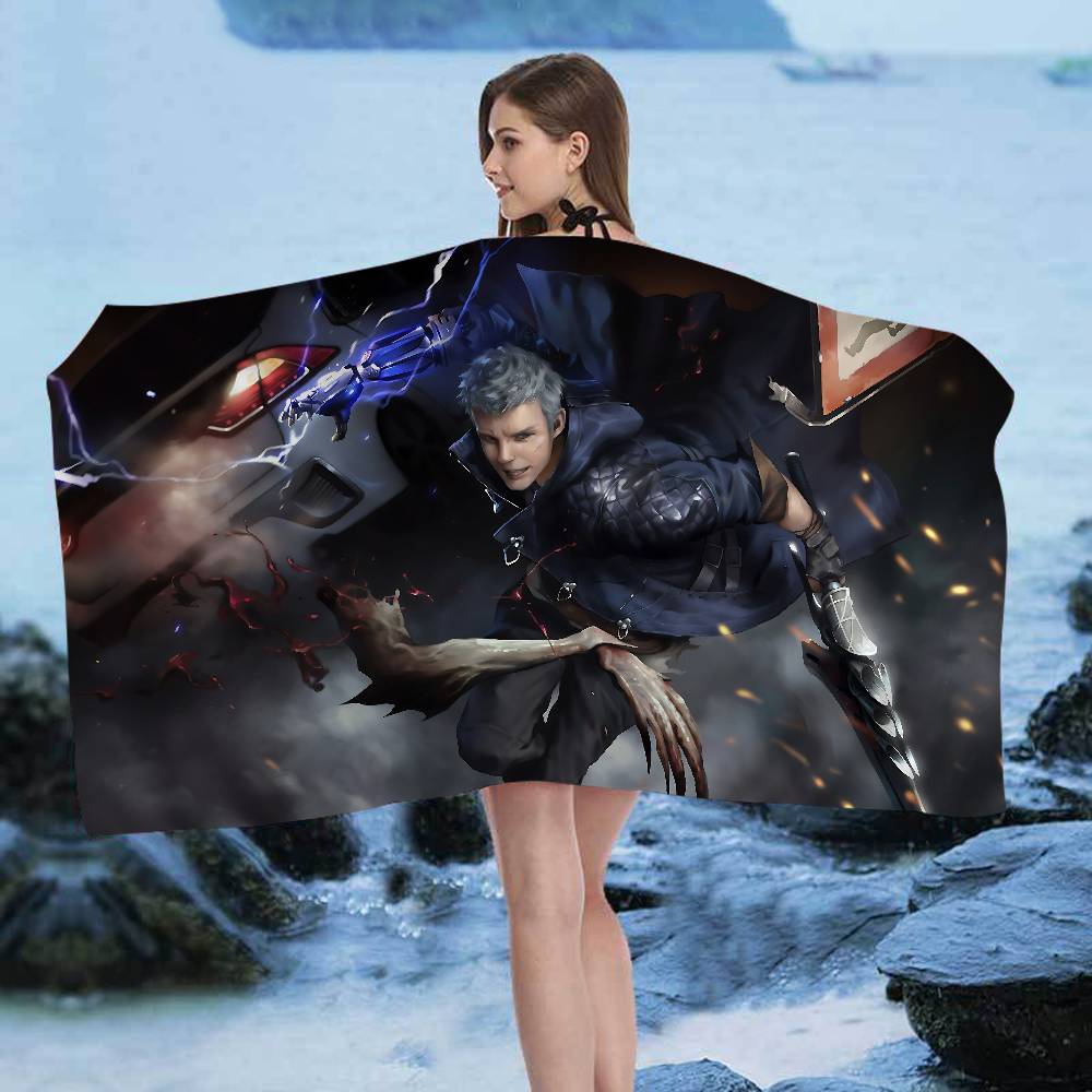 Game D-Devil M-May C-Cry Microfiber Printed Beach Towel Mountain Climbing Yoga Beach Swimming Running Absorbent Soft Towel