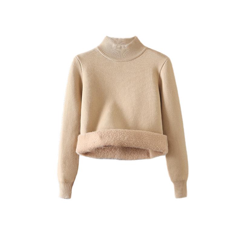 2025 Plush Half-High Collar Women's Sweater - Thickened Warm Knitwear Base Layer for Autumn/Winter