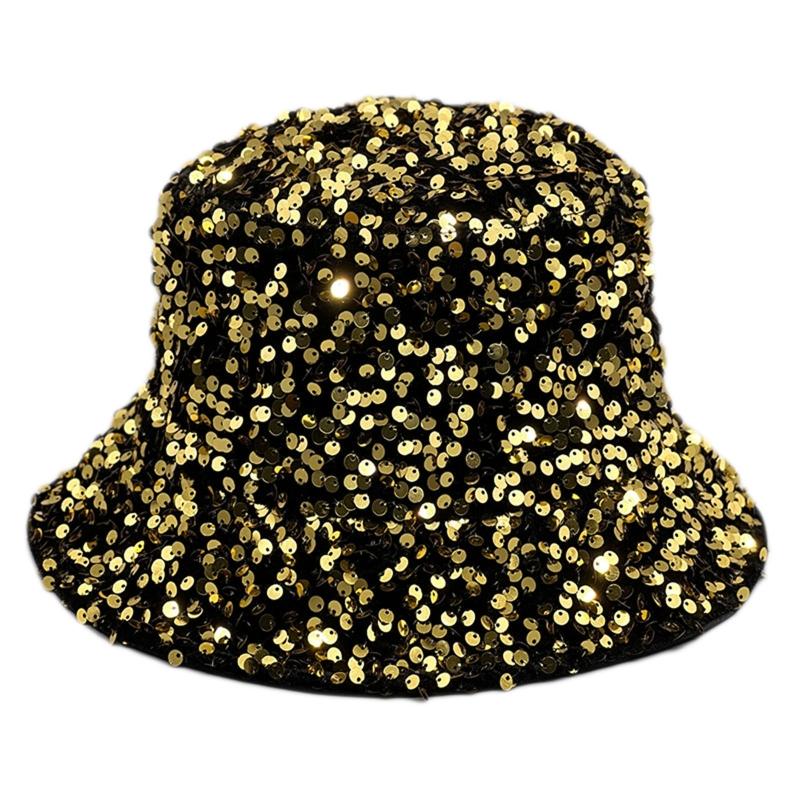 for Dazzle Color Sequins Bucket Hat Multi-Color All-match Wide Brim Bucket Hat Cool Summer Breathable Fisherman Cap Unis