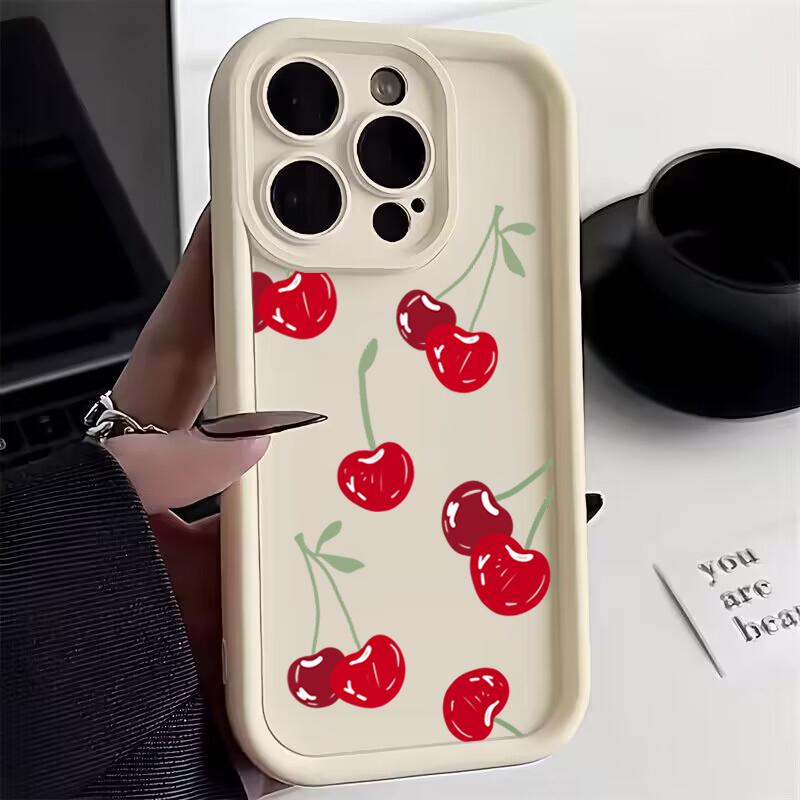 Cute Red Cherry Phone Case For iPhone 16 15 14 13 12 11 Pro Max 7 8 Plus 16E X XS XR SE 2020 Shockproof Silicone Soft Cover