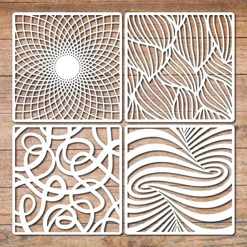 

Набор из 4 штук, Тема классической текстуры, Детский трафарет для полых рисунков, ПЭТ, Экологичный, Моющаяся полая художественная доска, Домашнее украшение 4pcs