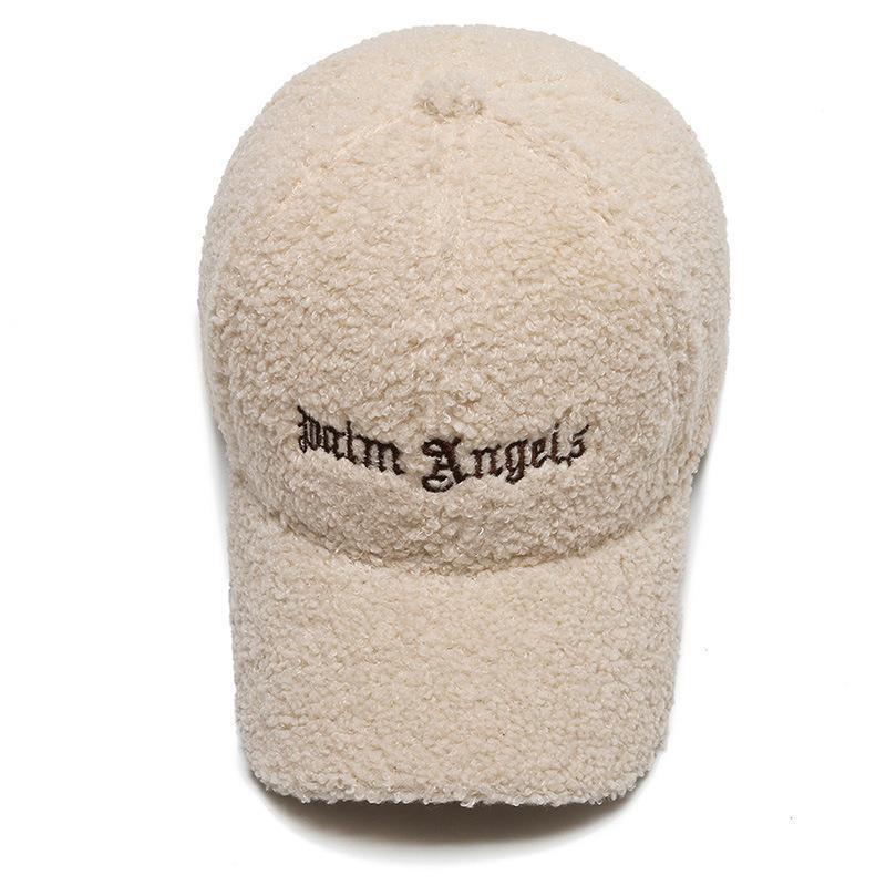 Thickened Lamb Wool Baseball Cap - Korean Version, Embroidered Duckbill, Small Face, Teddy Fleece, Warm Winter Hat for Women