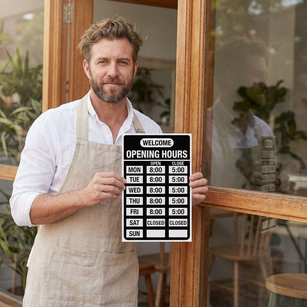 Waterproof Business Hours Sticker Sunproof Business Hours Window Decal Barbershop Decoration