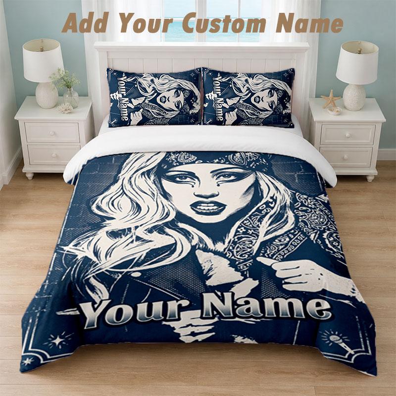 Bedding Set 1 Duvet Cover 2 Pillowcases Lady Gaga Print Soft Bed Linen Bedroom Decor