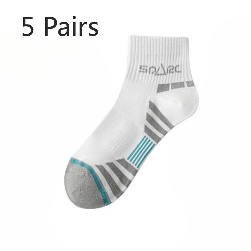 5 Pairs of Men's Summer Thin Basketball Sports Deodorizing Sweat-absorbing Breathable Youth Pure Cotton Socks