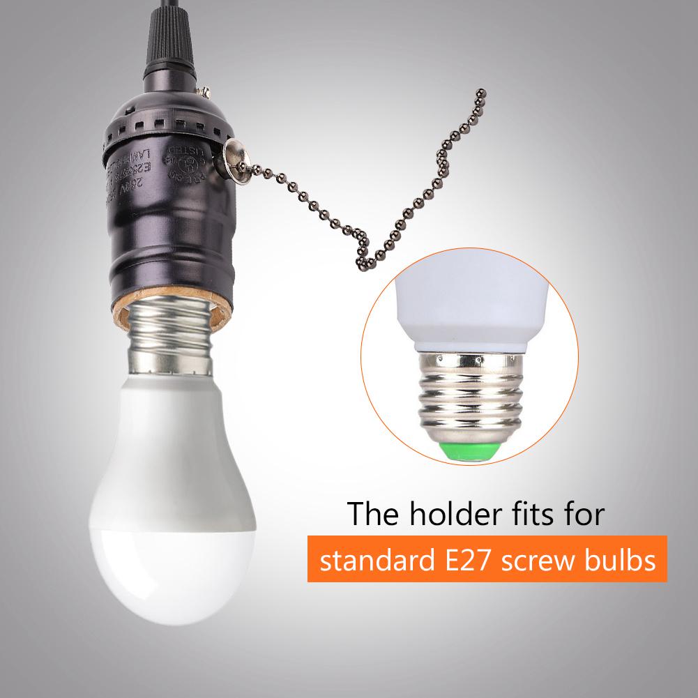 Buy E27 Vintage Pendant Light Holder with Pull Chain Switch Lamp Base