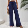 European & American Women's Solid Color Wide-Leg Floor-Length Pants for Spring/Summer 2025