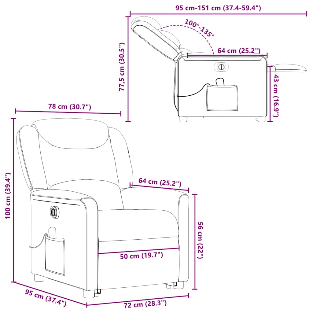 Electric Massage Chair with Rising Function Light Grey Fabric