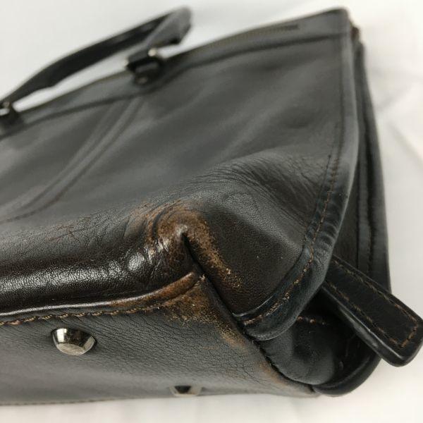 TAKEO KIKUCHI All Leather Briefcase Business Bag Dark Brown with Divider(USED)