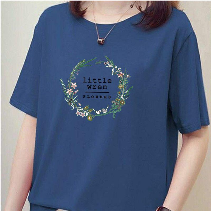 

Чистый хлопок большого размера женская футболка с короткими рукавами с обычным круглым вырезом с принтом свободный чехол для похудения живот лето новая футболка для женщин