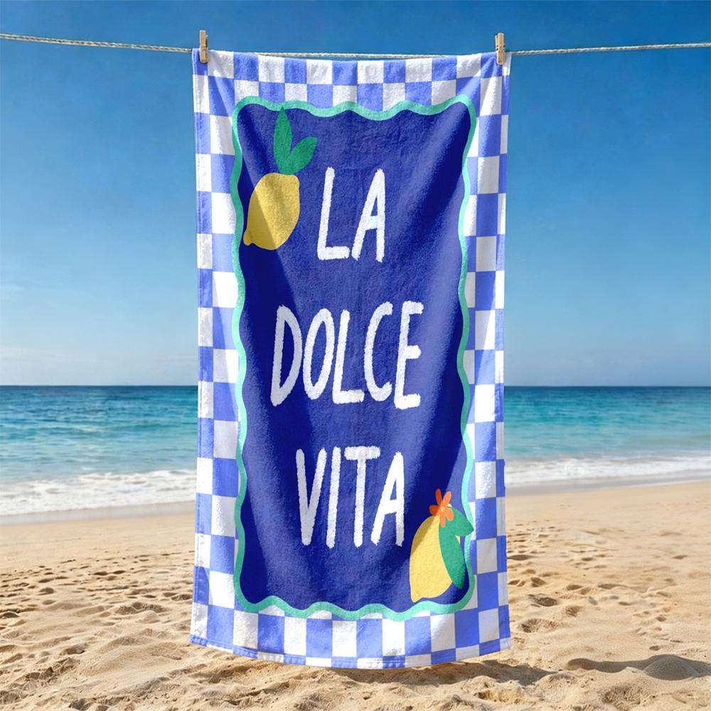 1Pc Vintage Italian Summer La Dolce Vita Striped Beach Towel Perfect Choice For Beach Vacation Party Gifts