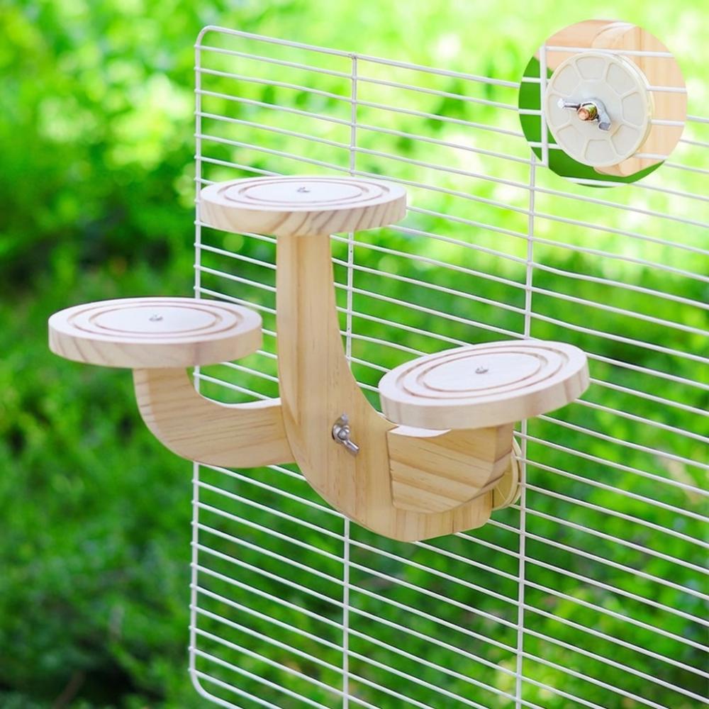 Bite Resistant Wooden Bird Perch Stand Parrots Ladder Bird Training Stand  Parrot Cage