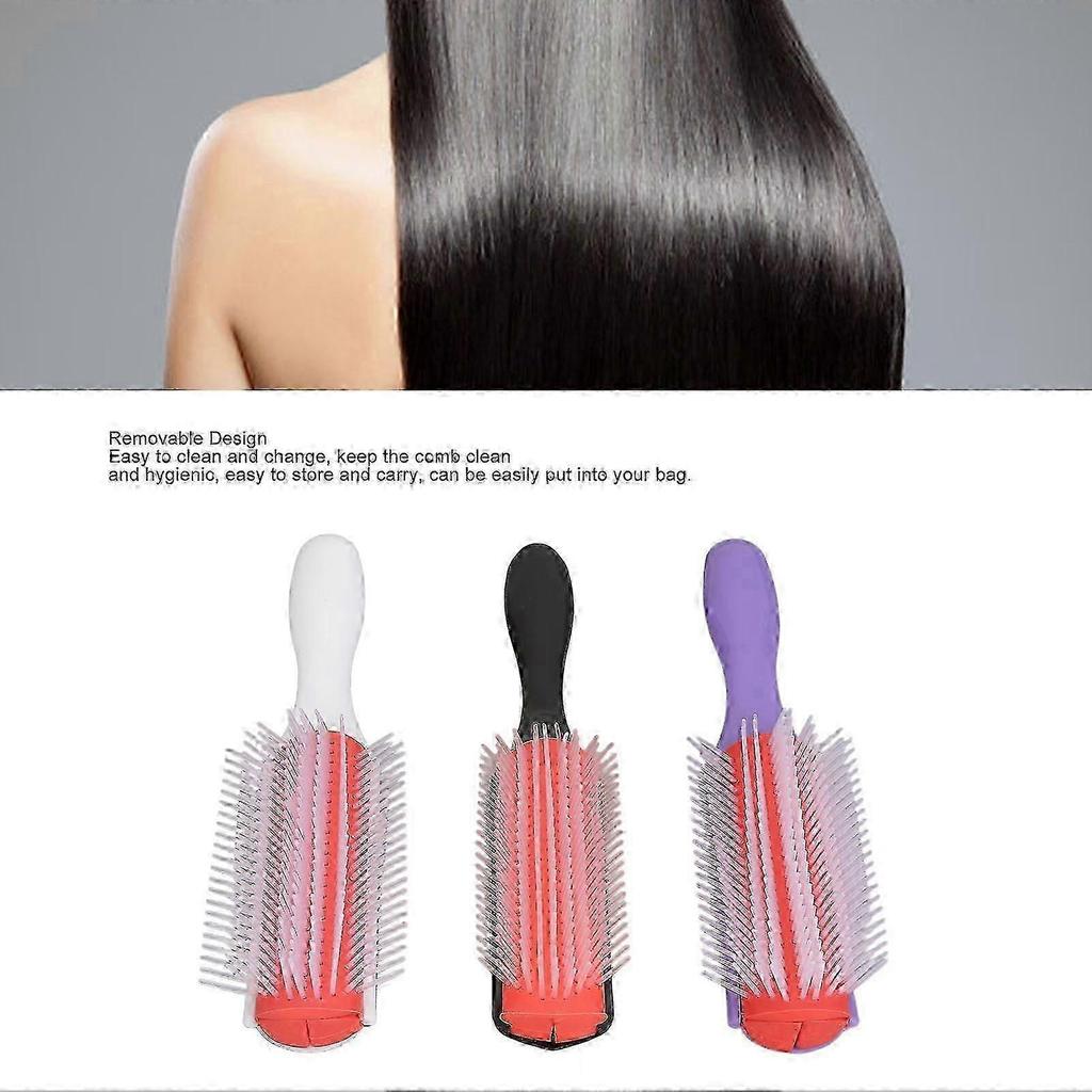 3Pcs 9 Row Hair Brush Scalp Massage Removable Detangling Styling Hair Brush Comb for Home Hair Salon