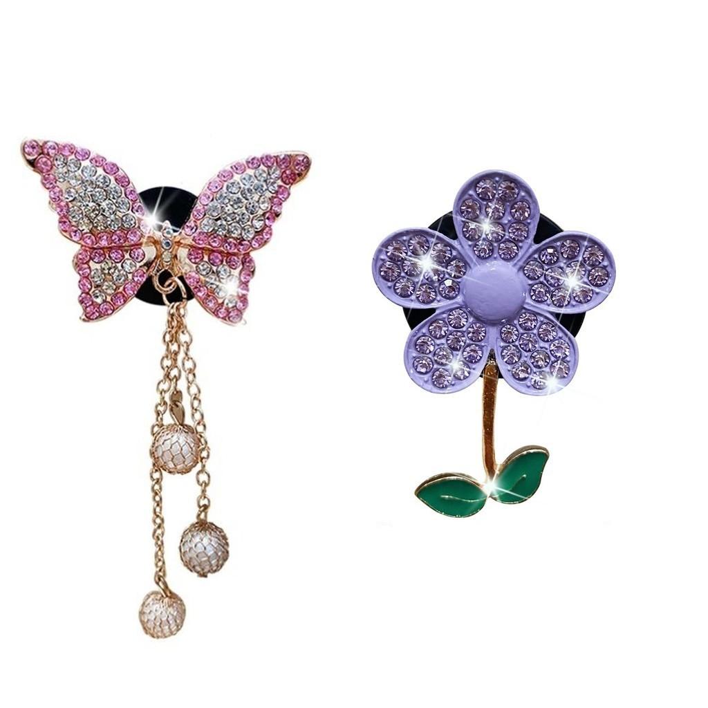 Butterfly Metal Material Pendant Car Vent Air Freshener Aromatherapy Clip Set