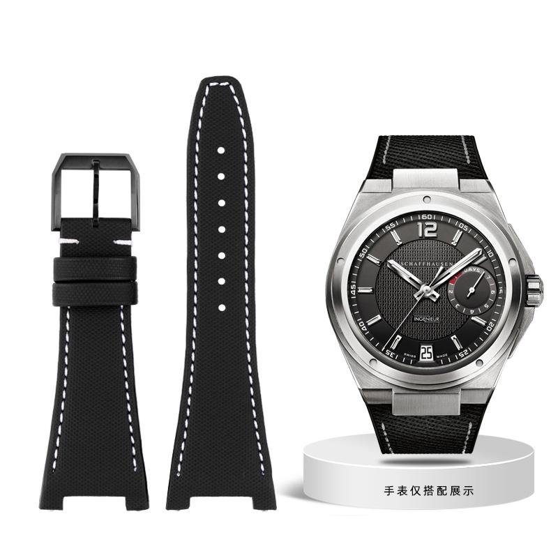 Nylonowo-skórzany pasek do zegarka IWC Engineer z wycięciem Pasek IW500501 IW378507 IW322703 Seria Czarny Sportowy płócienny pasek do zegarka