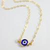 Bohemian Retro Blue Eye Pendant Necklace - Versatile Single-Layer Clavicle Chain for Women