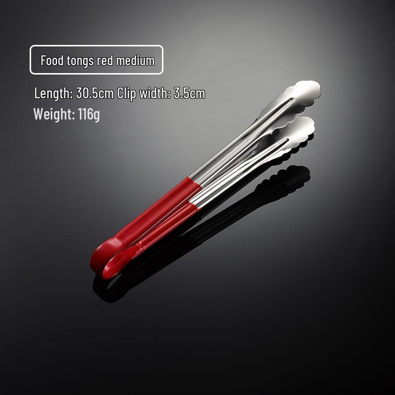 304 Stainless Steel Anti-Scald Silicone Food Tongs for Barbecue, Grilled Meat, Bread, and Baking