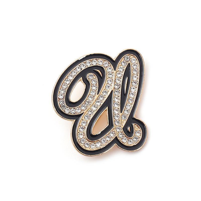 Fashion Women Rhinestone Brooch A-Z English Letter Metal Corsage Pins Crystal Alphabet Jewelry Shirt Clothes Accessories Gift