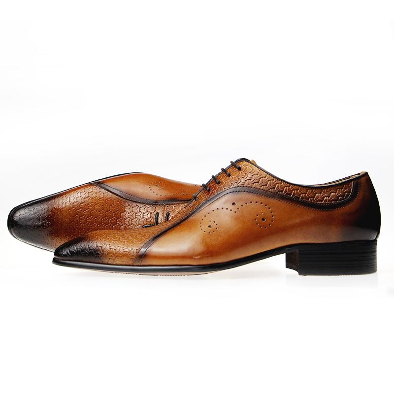 Moda Alta Calidad Formal Zapatos de Cuero Genuino para Hombre Noche Boda Calzado Cómodo Zapatos con Tallado Lateral Negro Marrón Brogue