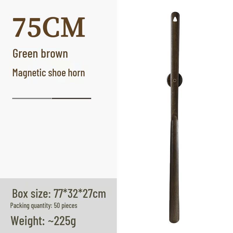 Black Walnut Long-Handled Magnetic Shoehorn: Elderly & Pregnant-Friendly Shoe Lifter Artifact.