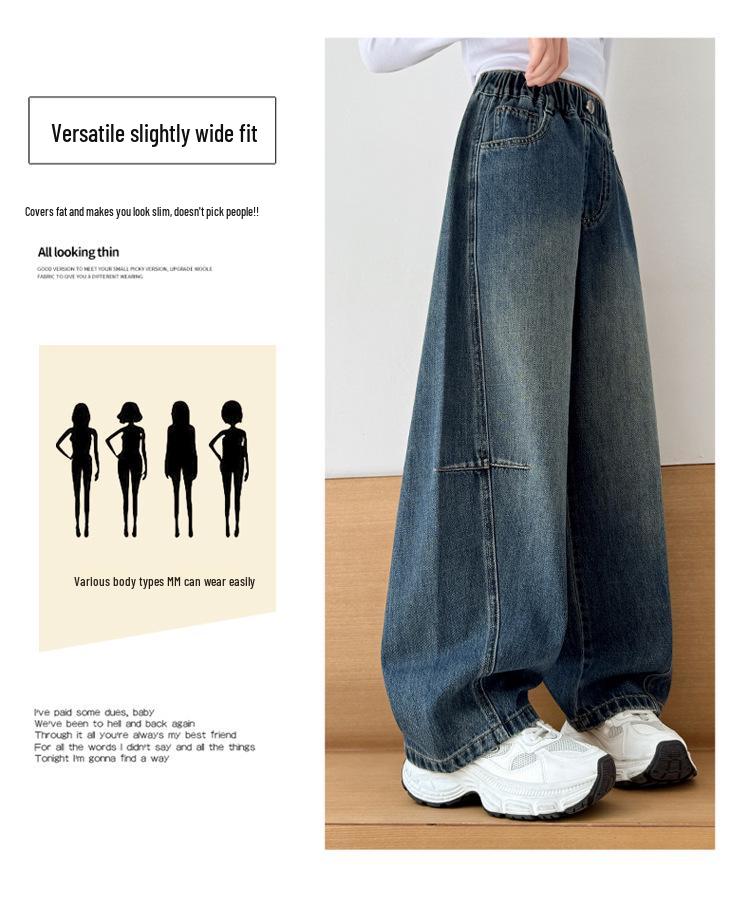 Mädchen 2025 Trendige Scimitar Jeans - Modische Freizeithose für große Mädchen, Perfekt für die Frühlings- und Herbstsaison