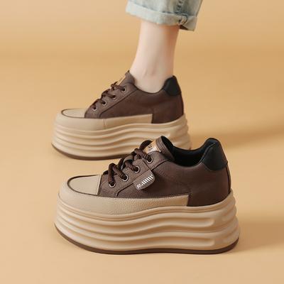 8CM High Inner Increase Board Shoes Women's Retro German Training Shoes Autumn and Winter New Thick-soled Campus Sports and Leisure Shoes White Shoes