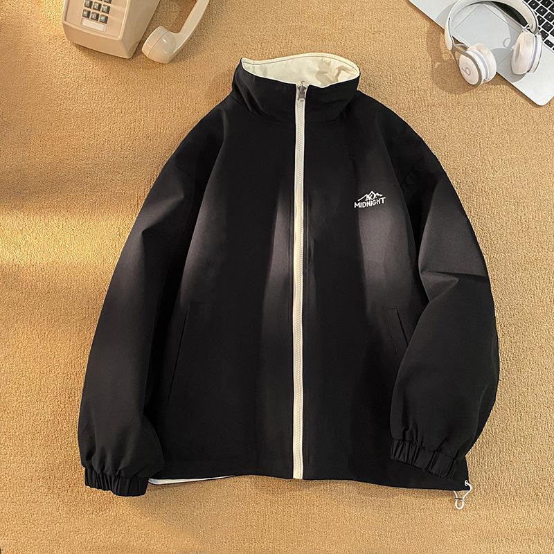 Stehkragen Doppelseitige Jacke für Herren, Paar Winddichte Jacke für Frühling und Herbst, Sportjacke für Herren
