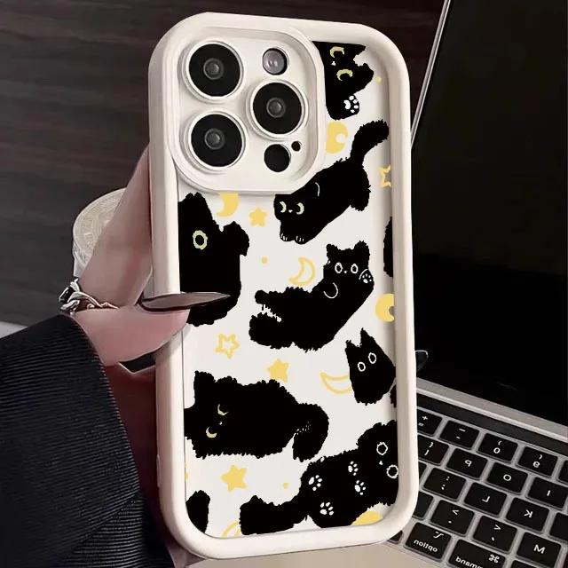Cute Moon Stars Cat Phone Case For OPPO A5 A6 Pro Reno 14 13 12 11 F31 PRO 10 PLUS A79 A60 13F 12F A5 F29 5G Silicone Korean Cov