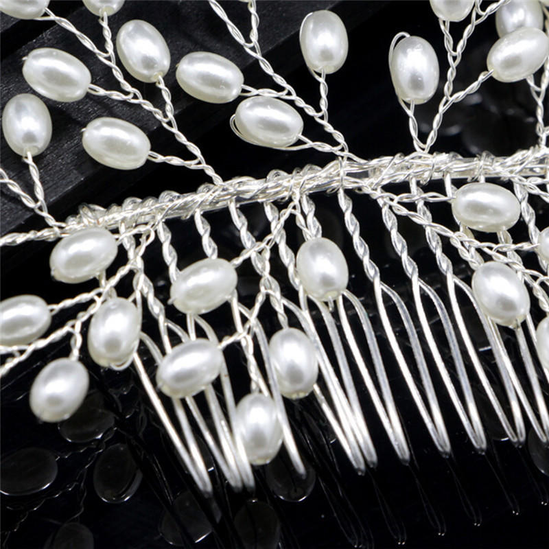Luxury Vintage Bride Hair Accessories Handmade Pearl Wedding Jewelry Comb