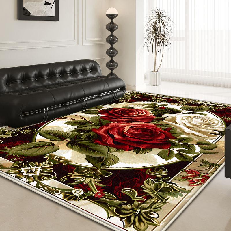 European Style Flower Carpets for Living Room 3D Retro Decoration Home Antiskid Carpet Hall Area Floor Mat Room Decor Large Rug