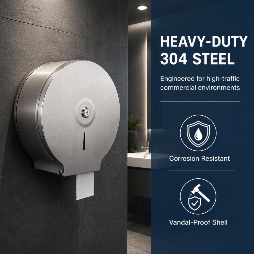 Stainless Steel Toilet Paper Holder Brushed Finish Bath Tissue Dispenser  For Home Use